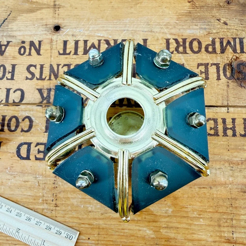 Art Deco Lotus Flower Candle Holder Vintage Floral Tea Light Gold Black